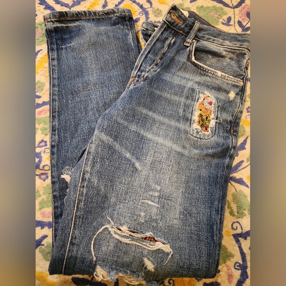 Free People Embellished Patchwork Luxe Boyfriend Jeans Size 25 - Picture 12 of 14